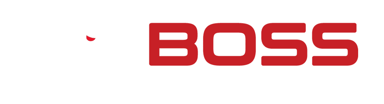 Boss Builders & Exteriors white logo for dark backgrounds